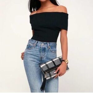 Free People Too Good Black Ribbed Body Suit Size L